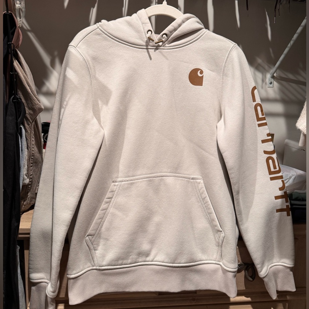 Carhartt Off-White Hoodie with Brown Logo